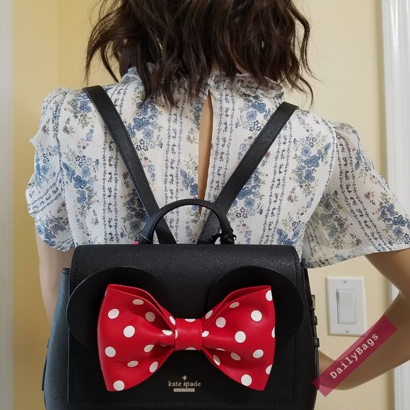 KATE SPADE MINNIE MOUSE DISNEY BLACK BACKPACK RED display picture 1